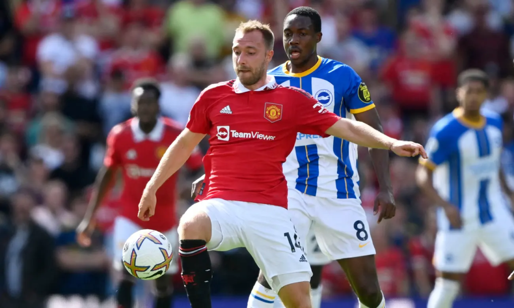 Christian Eriksen in action as Manchester United lose 1-2