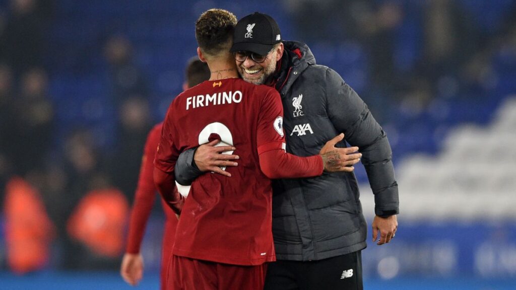 Roberto Firmino and Jurgen Klopp